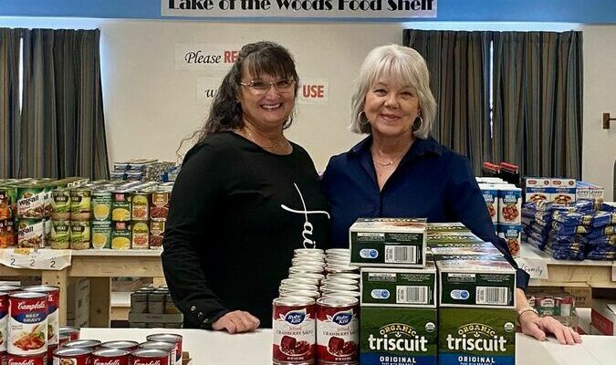 New Lake of the Woods Food Shelf Director Penny LaBore with retiring Director Susan Jochim, at Lake of the Woods Food Shelf. Photo by Shawna Wendler