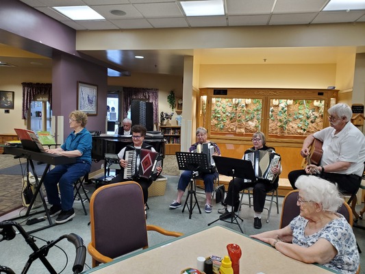 Highway 11 Ramblers entertained all at LakeWood Care Center on May 10th. Photo submitted by Heidi Foss